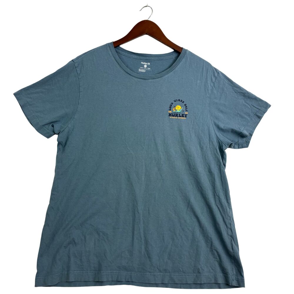Hurley Good Vibes Only T Shirt Mens XL Blue Always Summer Graphic Surf Tee